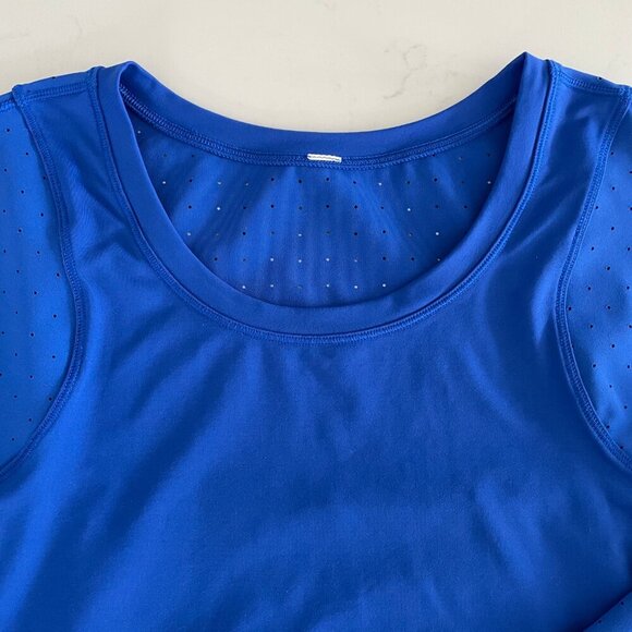 Lululemon Mind Over Miles Long Sleeve Crew Neck Top Jet Stream Blue Sz 8 - Picture 3 of 11